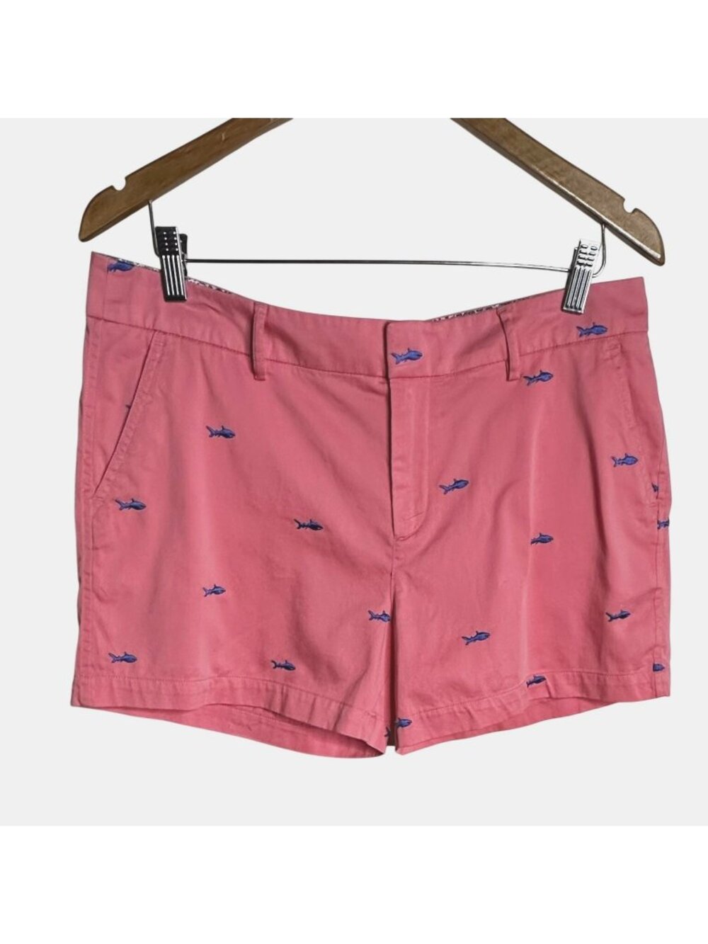 JONES NEW YORK Pink Fish Embroidered Nautical High Waisted Preppy Y2k Shorts 12